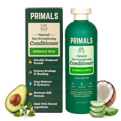 PRIMALS Hair Strengthening Conditioner - Creatine, Biotin & Avocado Oil - Silicone Free Detangling Formula - Natural Ingredients - Men & Women - No Artificial Fragrance, Parabens or Dyes - 13.5 Fl Oz