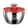 Produce Drying Bowl Stainless Steel 6.3 Qt Manual Salad Spinner, Hand Press Mechanism, Removable Lid, Non Slip Bottom, Mixing Serving Tool for Lettuce Produce Washer Dryer Fruit Drying