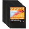Professional-Grade Textured Canvas Set - 14-Pack Black Stretched Panels 9X12 Inch, Heavyweight Gesso Primed Art Boards for Oil/Acrylic/Wall Decor & Studio Painting Projects
