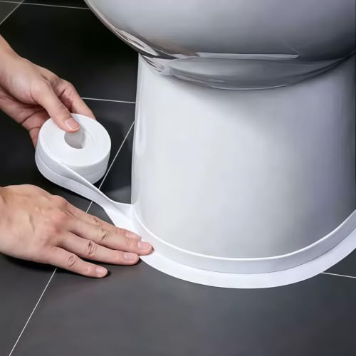 Professional Toilet Waterproof Caulk Tape Self Adhesive White Sealing Strip Easy Peel and Stick Cover Small Gaps for a Clean Finish Protect Your Bathroom from Moisture Tile Floor Wallpaper Bath Decor