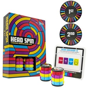 Project Genius Head Spin Game – Family Game Night, Fidget Spinners, 200 Logic Puzzle Cards, Ages 8+, STEM Board Game, Great Birthday Gift