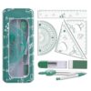 Protractor and Compass Set, 8-Piece Reusable Shatterproof Ruler