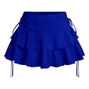 PRSFPN Women's Y2k Mini Ruffle Skirts with Shorts Cute Coquette Skort