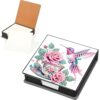 PU Crystal Art Note Box with 160 Sheets for Home Office Desk