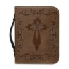Pu Faux Leather Bible Carrying Case with Handle Cross Design