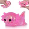 Puffwize Axolotl Squishy Toy, Cute Slow Rising Fidget Toy for Stress Relief, Soft Squeeze Sensory Toy for Kids and Adults, Handheld Stress Ball for Anxiety and Focus(Pink)