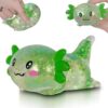 Puffwize Axolotl Squishy Toy, Cute Slow Rising Fidget Toy for Stress Relief, Soft Squeeze Sensory Toy for Kids and Adults, Handheld Stress Ball for Anxiety and Focus(Green)