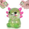 Puffwize Axolotl Squishy Toy, Cute Slow Rising Fidget Toy for Stress Relief, Soft Squeeze Sensory Toy for Kids and Adults, Handheld Stress Ball for Anxiety and Focus Sitting Posture Axolotl(Green)