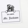 Pug Peeking Ex Libris Book Stamp, Duo Hand Mount, 1-5/8 Square