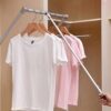 Pull Down Wardrobe Rail - Space-Saving Clothes Hanger Organizer, Soft Return Closet Rods, Adjustable 35"-47" Silver Storage System for Efficient Closet Management,Silver,35to47in