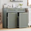 Pull Out Laundry Hamper Cabinet with Removable Liner&Drawer,Green