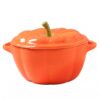 Pumpkin Bowls Pumpkin Dutch Oven, Ceramic with Lid, Orange, 4Qt