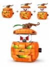 Pumpkin Building Set, Orange Jack-O'-Lantern with Hand-Crank Rising Skull