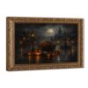 Pumpkin Cart Old Town Wall Art Spooky Halloween Decor