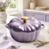 Pumpkin Dutch Oven Pot with Lid, Pumpkin Cast Iron Dutch Oven (Purple1, 6.3"L)
