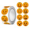 Pumpkin Stickers 500Pcs Roll, 8 Designs, Party Decor