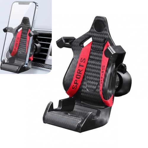 Pumruny Car Air Vent Mobile Phone Bracket, Racing Seat Cell Phone Holder, Creative 360° Rotatable Adaptive Tightening Car Mount with Secure Grip, Cars Interior Essential Accessories (Red)