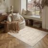 PureCozy 3x4 Beige Washable Entryway Area Rug Vintage Distressed