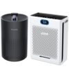 Purivortex Air Purifier Bundle, PX500 Black with Fragrance Sponge + PX700 for Large Rooms up to 2,640 Sq Ft with Pet Mode, White