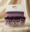 Purple 6-Piece Satin Elegance Hair Accessories Versatile Hair Bands & Ruffled Scrunchies – Friction-Free, No-Breakage Elastic Set for All Hair Types