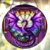 Purple Dragon Fantasy Stained Glass Suncatcher Kids Room Window Hanging Decor Gift, 8inch