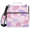 Purple Ginkgo Leaves Zipper Binder Bag 3 Ring File Folder Portfolio Organizer Zippered Binder Bags with Strap Fits Laptop 500 Sheets for School College Office Supplies