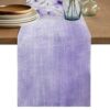 Purple Spring Floral Cotton Linen Table Runner for Dining Kitchen, Vintage Luxury Botanical Wedding Outdoor Party Tablerunners Decoration, Dresser Scarf Coffee Tablecloth Runners 13x108 Inches