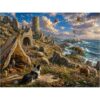 Puzzles for Adults 1000 Pieces - Coastal Ruins with Dogs and Wildflowers