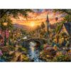 Puzzles for Adults 1000 Pieces - Sunset Village Garden and Church