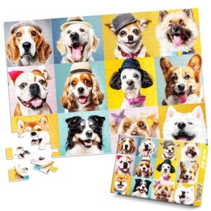 Puzzles for Kids Ages 6-8 8-10 10-12 Year Old and Seniors- Cute Dogs Portrait Jigsaw Puzzle- 100 Piece Puzzles Colorful Children Puzzle Educational Toys Puppy Animal Puzzl as Home Decor
