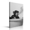 Pveror Black and White Monkey Wall Art Chimpanzee Canvas Print Modern Animal Photography Artwork Minimalist Home Decor Contemporary Wall Decor for Living Room Office Bedroom Single Panel 12x16 Inches