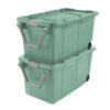 PXETYBV Extra‑Large Wheeled Industrial Storage Bin, 40 Gallon Tote With Latching Lid And Pull Handle, Green Sage, 2 Pack