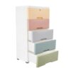 Pxolerig 5 Tiers Plastic Drawers Dresser with 4 wheels and Lock