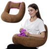 PYURIFAI Crochet Pillow for Lap Support - Reading Pillow for Laptop with Extra Back Pillow for Support, Multi-Purpose Reading Pillow for Gaming/Working/Crocheting, Soft Coffee