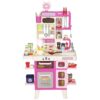 Qaba Kids Play Kitchen Toy Set Realistic Lights & Sounds Ages 3-6 Pink