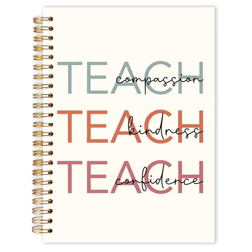 Qabliqo Teacher Spiral Notebook Journal 5.5x8.3, Teach Compassion Kindness Confidence Notebooks for Note Taking, Teacher Appreciation Gifts for Women