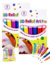 QCHXDJX 3D Relief Art Pen, 6-Pack Heat-Activated Puffy Markers for 3D Art