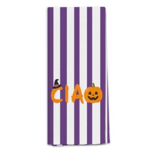QGFM Italian Halloween Pumpkin Kitchen Towels 16x24 Inch
