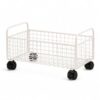 Qianly Wire Storage Basket with Wheels Compact Under Desk Storage Cart Under Desk Organizer for Students, Teachers, Office, Classroom, White, Modern Minimalist