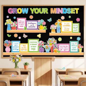 Qilery Growth Mindset Bulletin Board Set - Spring Floral Classroom Decor