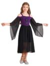 QinCiao Girls Medieval Dress with Flowing Sleeves and Lace-Up Front Purple 16 Years