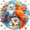 Qiuenisray Couple Parrots Wooden Puzzles, Jigsaw Puzzles for Mom 200 Pieces, Love Gift for Woman and Girl, Bird Wood Puzzle, FSC Certified Wall Decor, Creative Gift for Family Game 10.9x11.2 in