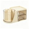 QLoztyse Desktop Organizer Pen Holder Drawer, Cream Yellow, Storage + Rotating Pen Holder