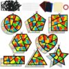 QOUBAI 32 Sets Back to School Geometric Recognition Suncatchers Craft DIY Window Stained Glass Effect Star Paper Crafts Home School Classroom Decor Kid Birthday Gift Creative Art Project Activity Game