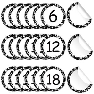 QOUBAI 60Pcs 6in Classroom Floor Stickers Removable Number Spot Markers(1-42) Floor Carpet Decals Line Up Sitting Dot for Back to School Teacher Student Elementary Kindergarten Preschool White