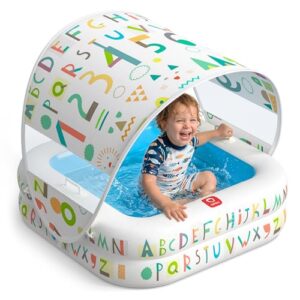 QPAU Inflatable Baby Pool with Detachable Canopy, 35 x 10 in