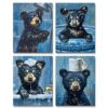 QPOKLAF Bear Bathroom Wall Art Prints Blue Boys Bathroom Wall Decor