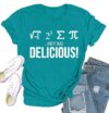 Qskall Womens Teacher Shirts Math Teacher T-Shirt Teaching Tee Top Cyan