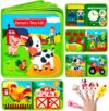 Quanquer Montessori Busy Book for Toddlers 1-3 - Farm Animal Sensory Busy Board for 1 Year Old Boys and Girls, Educational Travel Toy for Airplane Car Activities, Birthday Christmas Toddler Gifts