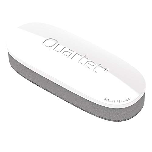 Quartet White Board Dry Erase Board Eraser, 5" x 2", Max Clean for Dry Erase Markers, Includes Magnetic Caddy Holder, Home School Supplies & Home Office Accessories, White/Gray (DFEB4)